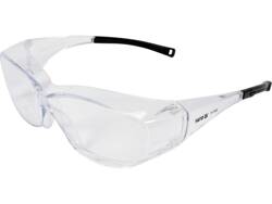 CLEAR SAFETY GLASSES, FIT OVER TYPE, W/ BLACK TIPS