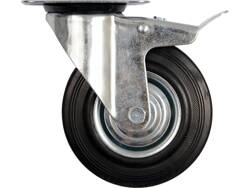 DOUBLE BRAKE SWIVEL CASTER WITH BLACK RUBBER