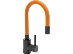 KITCHEN FAUCET 'BLACK FLEXIBLE' WITH ORANGE TUBE