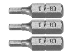 SCREWDRIVER BITS 1/4 25MM HEX H3 3PCS