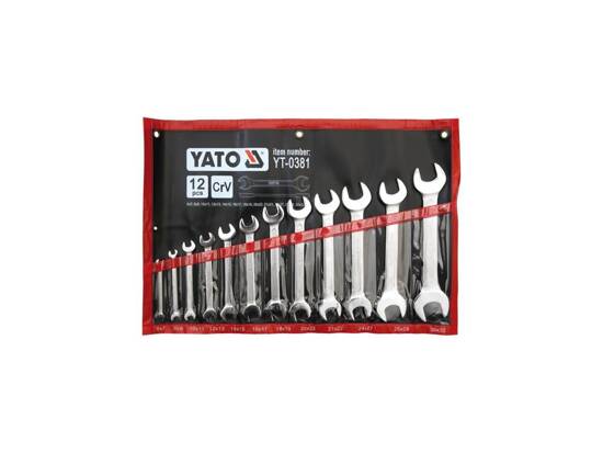  DOUBLE OPEN END SPANNER SET, POLISHED HEAD 6-32 MM, 12 PCS