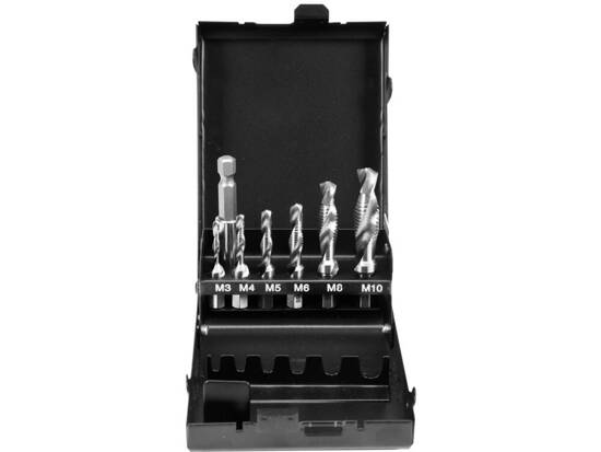 7PCS SET OF COMBINED DRILL TAPS HEX M3-M10 AND EXTENSION BAR