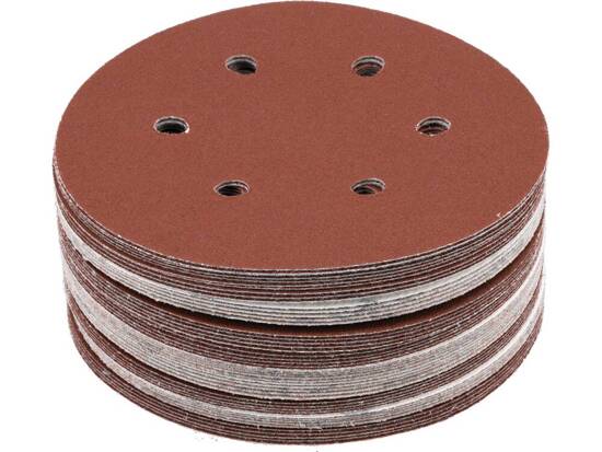 ABRASIVE DISC WITH HOOK FASTENER 6 HOLES P120 150MM 50PCS