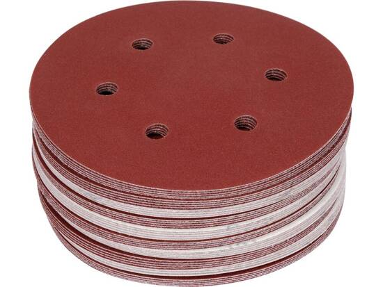 ABRASIVE DISC WITH HOOK FASTENER 6 HOLES P180 150MM 50PCS