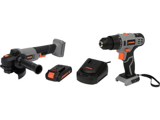 ANGLE GRINDER AND DRILL WITH BATTERY AND CHARGER SET