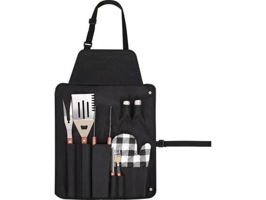 BBQ NYLON APRON WITH 8PCS ACCESSORIES