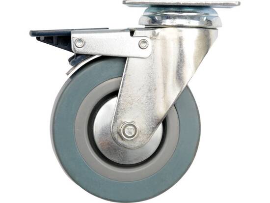 BRAKE SWIVEL CASTER WITH GREY RUBBER