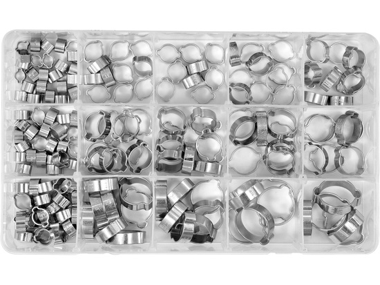 DOUBLE EAR HOSE CLAMP ASSORTMENT 175PCS
