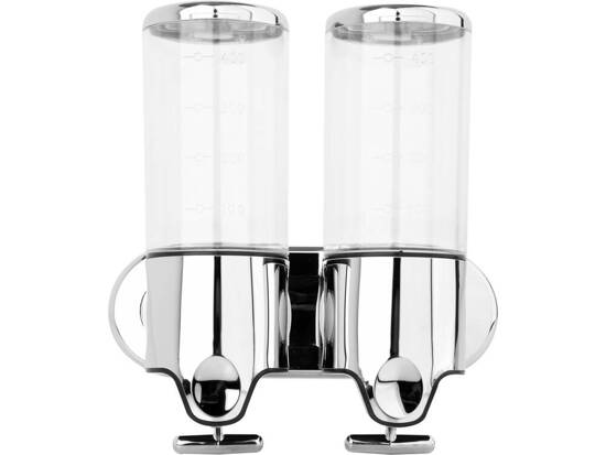 DOUBLE WALL MOUNTED SOAP DISPENSER 2*500ML CHROME