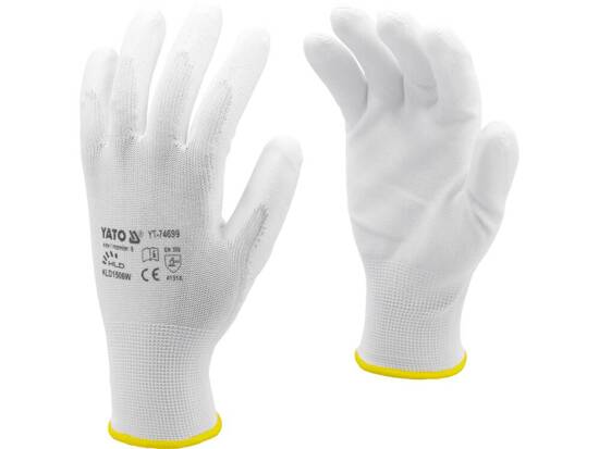 GLOVES NYLON/ PU WHITE SIZE 9