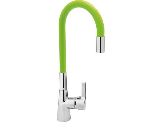 KITCHEN FAUCET WITH GREEN FLEXIBLE SPOUT