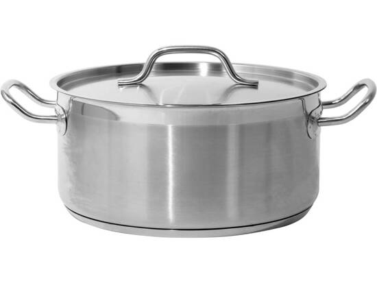 LOW STOCKPOT WITH LID SS 28X13CM 8L