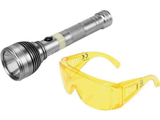 RECHARGEABLE UV FLASHLIGHT 3W WITH GLASSES