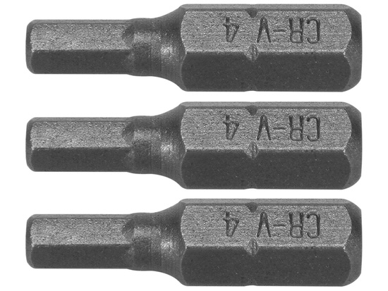 SCREWDRIVER BITS 1/4 25MM HEX H4 3PCS