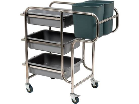 SERVICE TROLLEY WITH 3 SHELVES 5 CONTAINERS