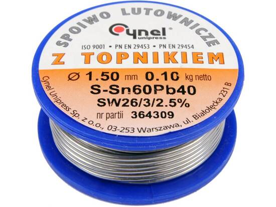 SOLDER SN60PB40 1.5MM 100G