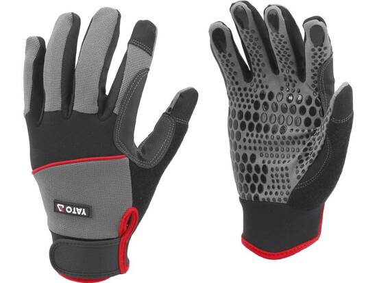 SYNT. LEATHER GLOVES ANTI-SLIP SILICONE DOTS S. 10