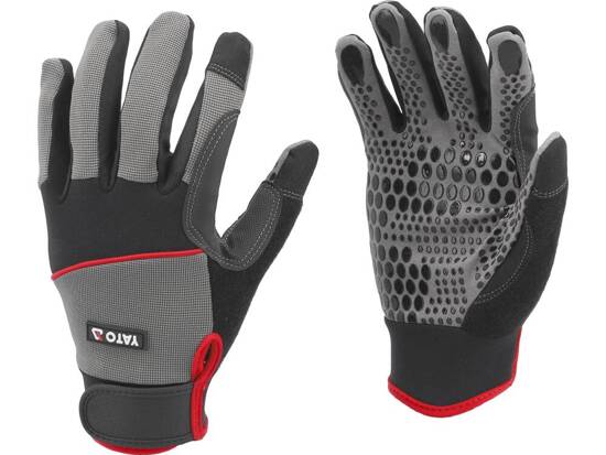 SYNT. LEATHER GLOVES ANTI-SLIP SILICONE DOTS S. 11