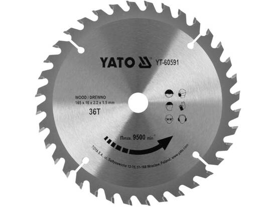 TCT BLADE FOR WOOD 165X36TX16MM