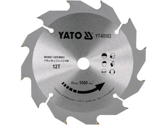 TCT CIRCULAR SAW FOR WOOD 170*16MM 12 TEETH