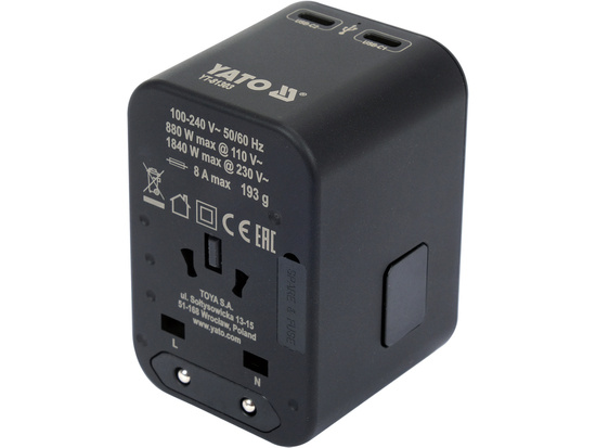 TRAVEL ADAPTER UNIVERSAL USB, USB-C 65W