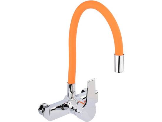 WALL MOUNTED KITCHEN FAUCET ORANGE FLEXIBLE SPOUT