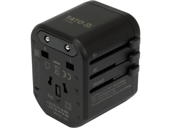 ADAPTATEUR DE VOYAGE UNIVERSEL POUR PLUS DE 150 PAYS AVEC CHARGEUR USB RAPIDE Q.C. 3.0, 20W