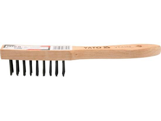 BROSSE MÉTALLIQUE, FIL D'ACIER, 4 RANGS, MANCHE EN BOIS