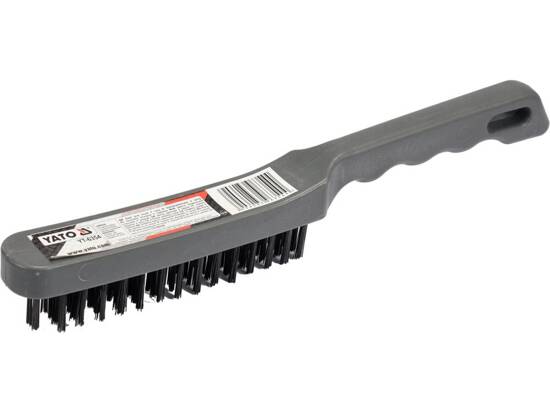 BROSSE MÉTALLIQUE, FIL D'ACIER, 4 RANGS, MANCHE EN PLASTIQUE