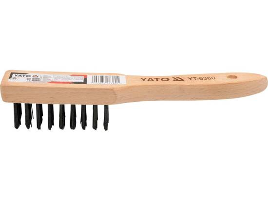 BROSSE MÉTALLIQUE, FIL D'ACIER, 6 RANGS, MANCHE EN BOIS