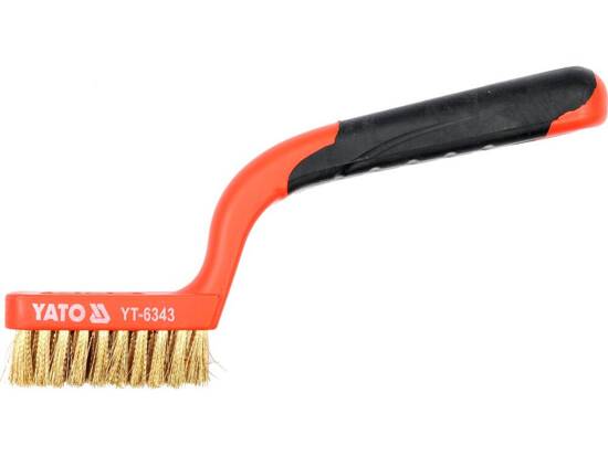 BROSSE MÉTALLIQUE, FIL DE LAITON, 3 RANGS, MANCHE EN PLASTIQUE