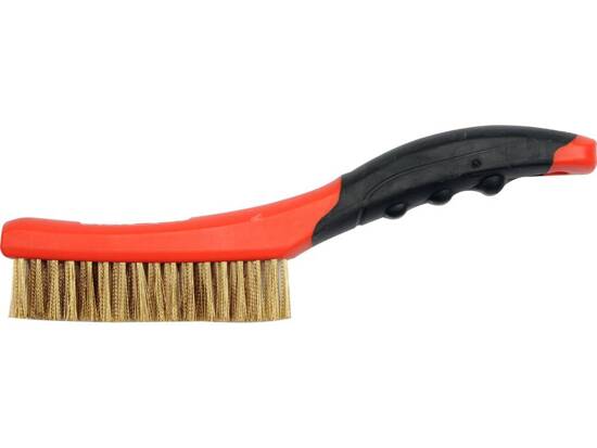 BROSSE MÉTALLIQUE, FIL DE LAITON, 4 RANGS, MANCHE EN PLASTIQUE