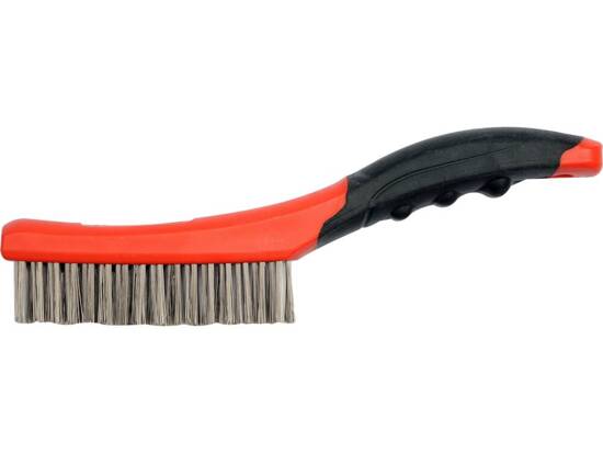 BROSSE MÉTALLIQUE, FIL INOX, 4 RANGS, MANCHE EN PLASTIQUE