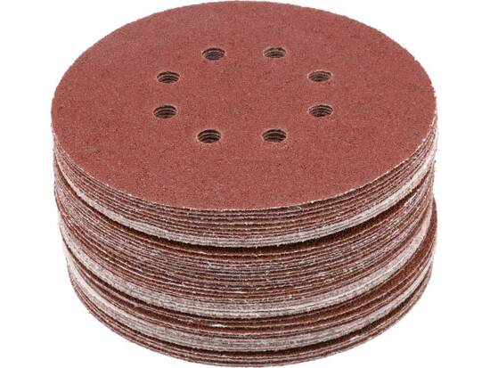 DISQUE ABRASIF VELCRO, 8 TROUS, P40 150 MM / 50 PCS.