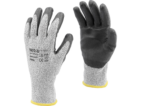 GANTS DE PROTECTION ANTI-COUPURE HPPE, ENDUIT PU NOIR, TAILLE 10