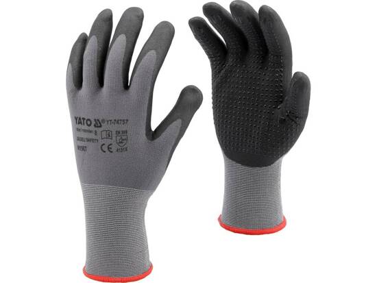 GANTS DE PROTECTION EN NYLON ENDUITS DE MOUSSE NITRILE AVEC POINTS ANTIDÉRAPANTS TAILLE 10