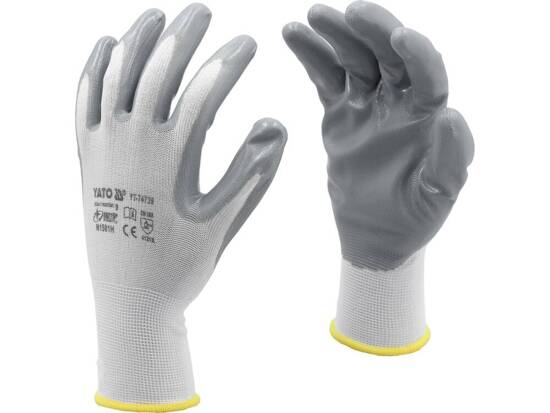 GANTS DE PROTECTION EN NYLON ENDUITS DE NITRILE RÉSISTANT À L'HUILE TAILLE 10