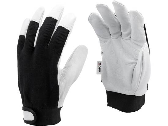 GANTS DE TRAVAIL COTON/CUIR TAILLE NOIR. 8