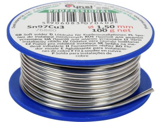 LIANT, FIL À SOUDER POUR INSTALLATIONS EN CUIVRE SUR BOBINE 1,5MM, 100G, SN97CU3