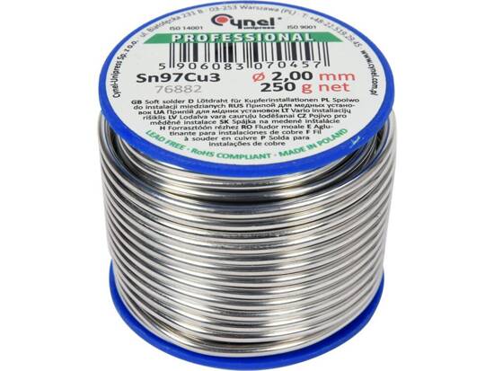 LIANT, FIL À SOUDER POUR INSTALLATIONS EN CUIVRE SUR BOBINE 2.0MM, 250G, SN97CU3