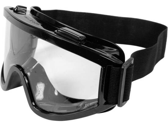 LUNETTES DE SÉCURITÉ AVEC ÉVENTS, TRANSPARENTES, AVEC MONTURE NOIRE