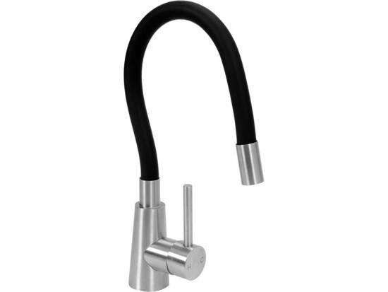 ROBINET D'ÉVIER FLEXIBLE ACIER NOIR