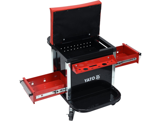 SHOP ROLLER SEAT STOOL WITH 2 DRAWERS