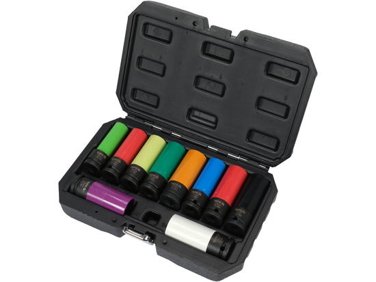 SET BUSSOLE IMPACT PER RUOTE IN ALLUMINIO. CONTIENE 10 PZ. AZIONAMENTO DA 1/2''.