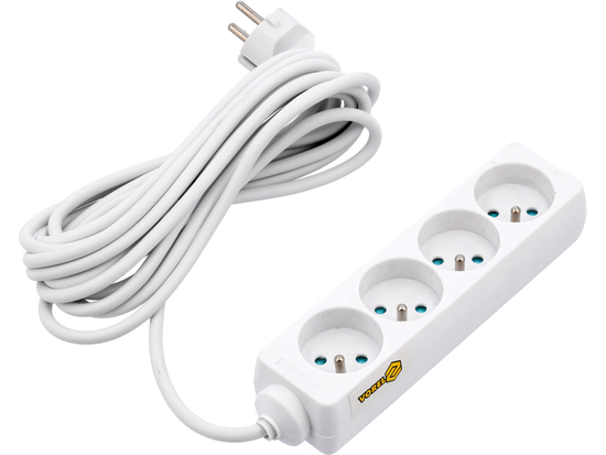 CAVO ELETTRICO PROLUNGA BIANCO 4 PRESE CON TERRA 5M