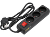 ALARGADOR ELÉCTRICO, NEGRO, 3 TOMAS CON PUESTA A TIERRA, 1,5M CON INTERRUPTOR.