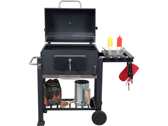 PARRILLA DE CARBÓN DELUXE, REJILLA 57X37CM