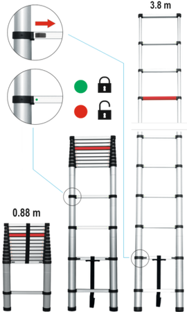ESCADA TELESCÓPICA ALUMÍNIO 3,8M 13ST