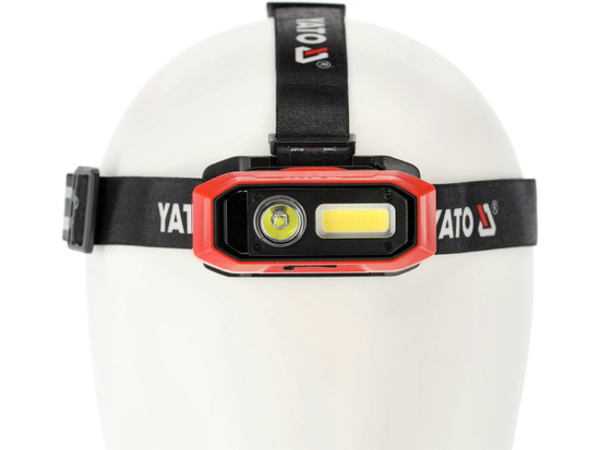 LATARKA CZOŁOWA 800LM, AKU, CZUJNIK RUCHU, LI-ION 3,7V 2200MAH, IP54, PŁYNNA REGULACJA ŚWIATŁA