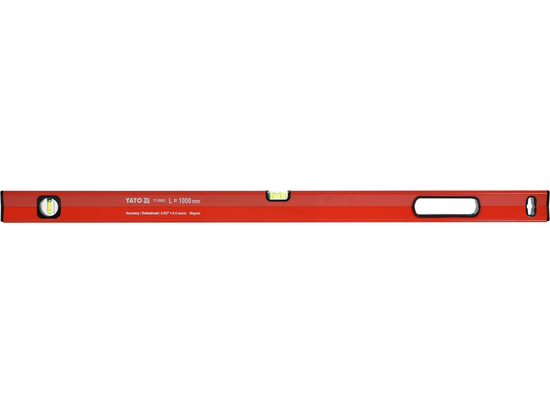 POZIOMNICA MAGNETYCZNA 1000 MM, PROFIL ALUMINIOWY, LAKIEROWANY, DWIE LIBELLE, UCHWYT, DOKŁADNOŚĆ 0,5 MM/M